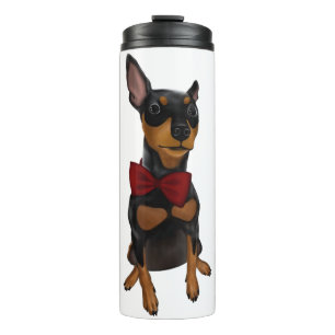 Miniatuur Pinscher Min Pin Bowtie Thermal Tumbler Thermosbeker