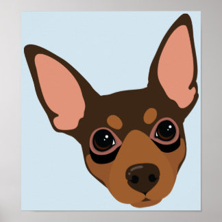 Miniatuur Pinscher Min Pin Dog Portrait Poster