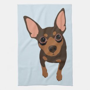 Miniatuur Pinscher Min Pin Dog Portrait Towel Theedoek