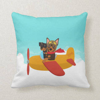 Miniatuur Pinscher Min Pin Piloot Vliegtuig Kussen
