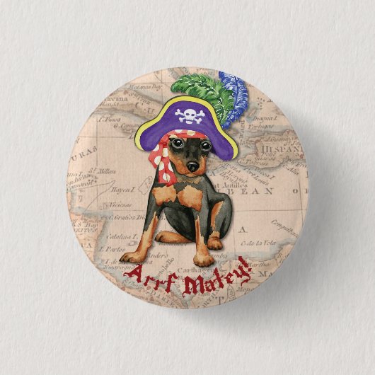 Miniatuur Pinscher Pirate Ronde Button 3,2 Cm (Voorkant)