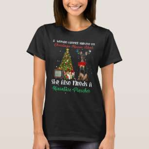 Miniatuur Pinscher Reindeer Kerstboom Ormenmense T-shirt