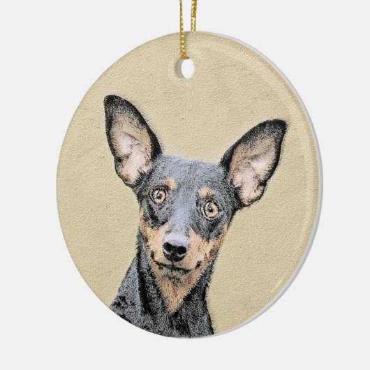 Miniatuur Pinscher-schilderkunst Keramisch Ornament (Links)