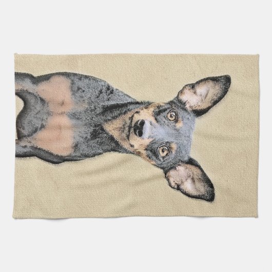 Miniatuur Pinscher-schilderkunst Theedoek (Horizontaal)