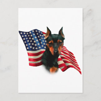 Miniatuur Pinscher (zwart) Vlag Briefkaart