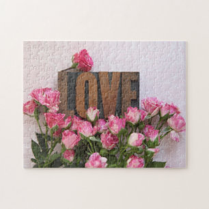 Miniatuur rozen met liefde woord legpuzzel