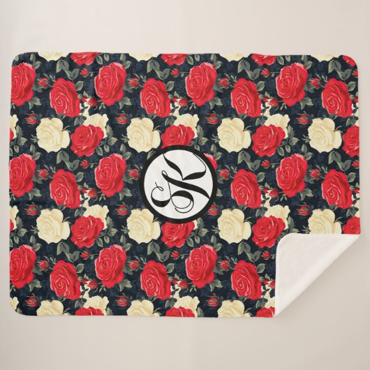 Miniatuur Rozen & Monogram Sherpa Deken (Voorkant (horizontaal))