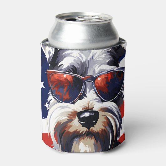 Miniatuur Schnauzer 4 juli Onafhankelijkheidsdag Blikjeskoeler (Blikje Voorkant)