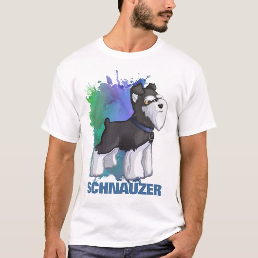 Miniatuur Schnauzer Black & Silver Puppy Dog T-shirt (Voorkant)