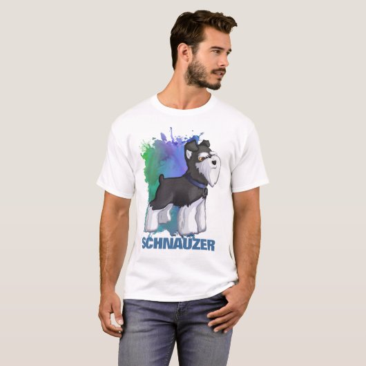 Miniatuur Schnauzer Black & Silver Puppy Dog T-shirt (Voorkant volledig)