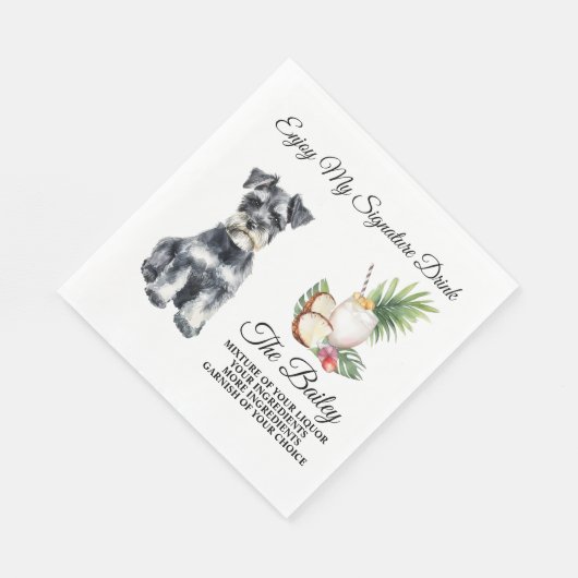 Miniatuur Schnauzer Bruiloft Handtekening Drink Se Servet (Hoek)