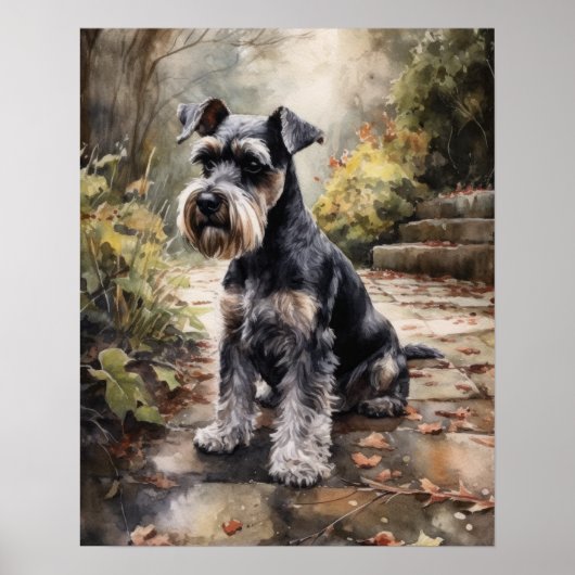 Miniatuur Schnauzer Dog Art Print Poster (Voorkant)