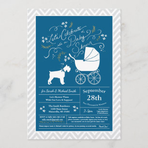 Miniatuur Schnauzer Dog Baby shower Blue Boy Kaart
