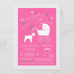 Miniatuur Schnauzer Dog Baby shower Roze Meisje Kaart