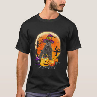 Miniatuur Schnauzer Dog en Moon Halloween Costume T-shirt