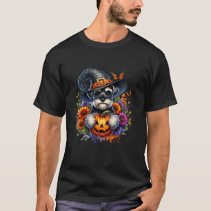 Miniatuur Schnauzer Dog Halloween Witch pet eng T-shirt