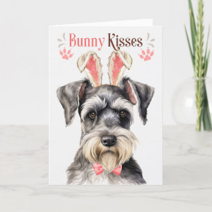 Miniatuur Schnauzer Dog in Bunny Ears voor Pasen Feestdagen Kaart