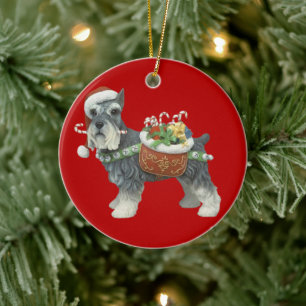 Miniatuur Schnauzer Dog kerstversiering Keramisch Ornament