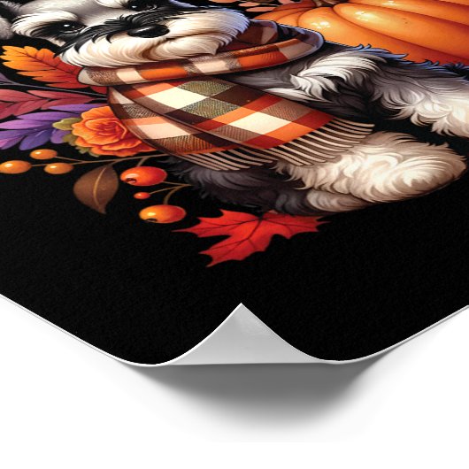 Miniatuur Schnauzer Dog Pumpkin Spice Happy Herfst Poster (Hoek)