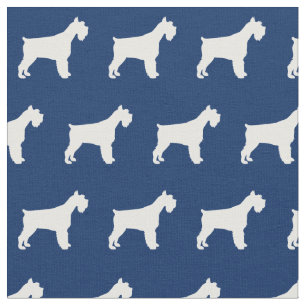Miniatuur Schnauzer Dog Silhouette Pet Navy Blue Stof