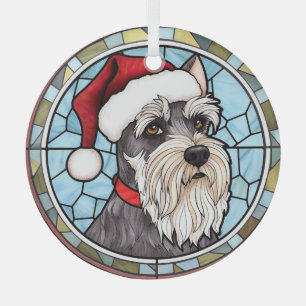 Miniatuur Schnauzer Gebrandschilderd Glas Kerstmis Ornament