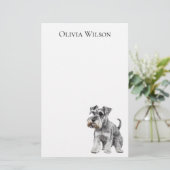Miniatuur schnauzer gepersonaliseerd notitieblok briefpapier (Staand voorkant)