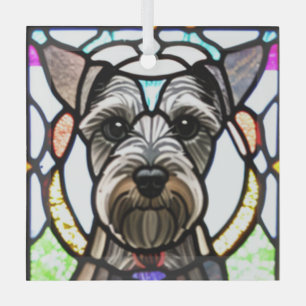 Miniatuur Schnauzer "Glas in lood" Glas Ornament