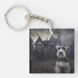 Miniatuur Schnauzer Halloween eng Sleutelhanger