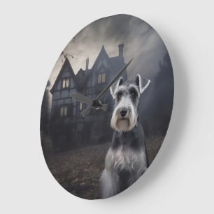 Miniatuur Schnauzer Halloween Griezelen Grote Klok