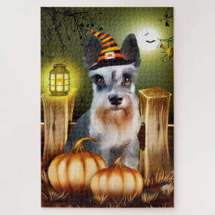 Miniatuur Schnauzer Halloween puzzel. Legpuzzel