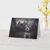 Miniatuur Schnauzer Halloween Scary Kaart (Gele Bloem)