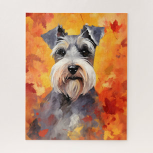 Miniatuur Schnauzer Herfst Thanksgiving Legpuzzel