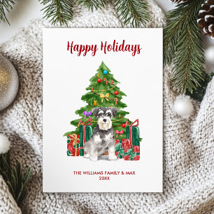 Miniatuur Schnauzer Hond Familie Kerstmis Feestdagenkaart