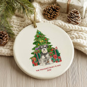 Miniatuur Schnauzer Hond Familie Kerstmis Keramisch Ornament