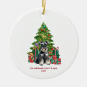 Miniatuur Schnauzer Hond Gepersonaliseerde Kerst Keramisch Ornament (Voorkant)