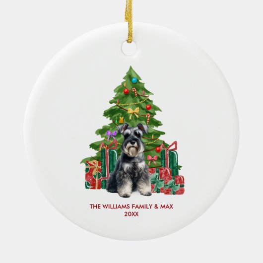 Miniatuur Schnauzer Hond Gepersonaliseerde Kerst Keramisch Ornament (Achterkant)