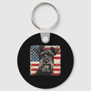 Miniatuur Schnauzer hond Patriottische 4th of July Sleutelhanger