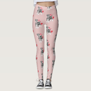 Miniatuur Schnauzer Hondenpatroon op Roze Leggings