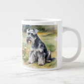 Miniatuur Schnauzer in de tuin - Waterverf Extra Grote Beker (Rechts)