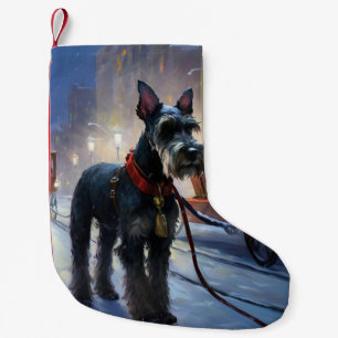 Miniatuur Schnauzer Kerst Feestelijke Periode Kleine Kerstsok