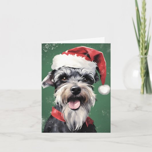 Miniatuur Schnauzer Kerstborstel schilderen Artwo Kaart (Voorkant)