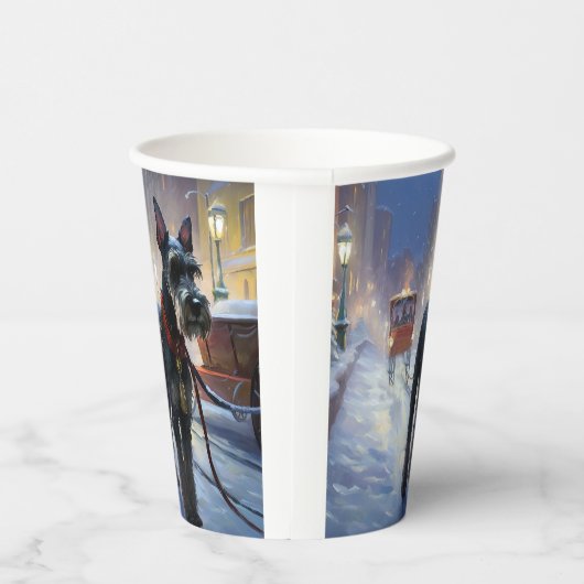 Miniatuur Schnauzer Kerstfeest Seizoen Papieren Bekers (Rechts)