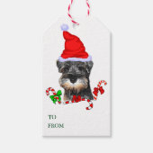 Miniatuur Schnauzer Kerstmis Cadeaulabel (Voorkant)