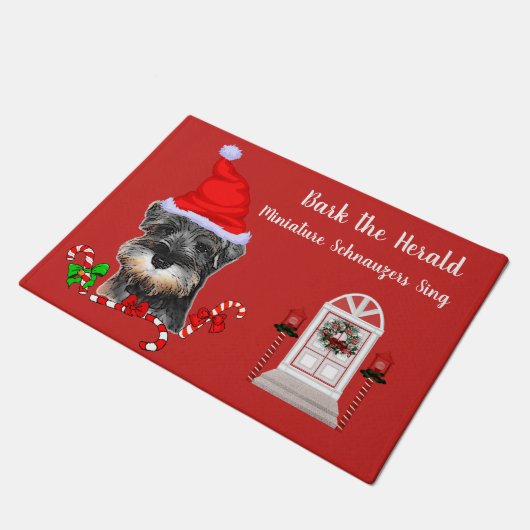 Miniatuur Schnauzer Kerstmis Deurmat (Schuin)