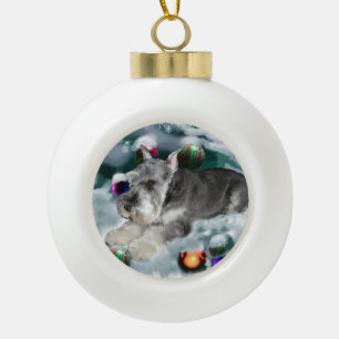 Miniatuur Schnauzer Kerstmis Keramische Bal Ornament