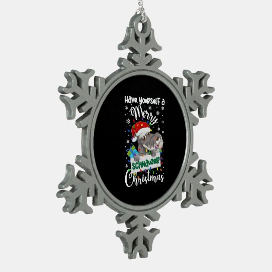 Miniatuur Schnauzer Kerstmis Mini Schnauzer Xmas Tin Sneeuwvlok Ornament (Links)