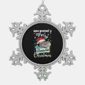 Miniatuur Schnauzer Kerstmis Mini Schnauzer Xmas Tin Sneeuwvlok Ornament (Voorkant)