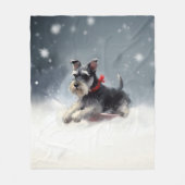 Miniatuur Schnauzer Kerstsneeuw winter Fleece Deken (Voorkant)