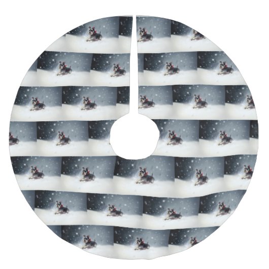 Miniatuur Schnauzer Kerstsneeuw winter Kerstboom Rok (Voorkant)