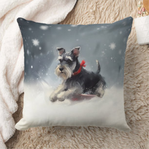 Miniatuur Schnauzer Kerstsneeuw winter Kussen
